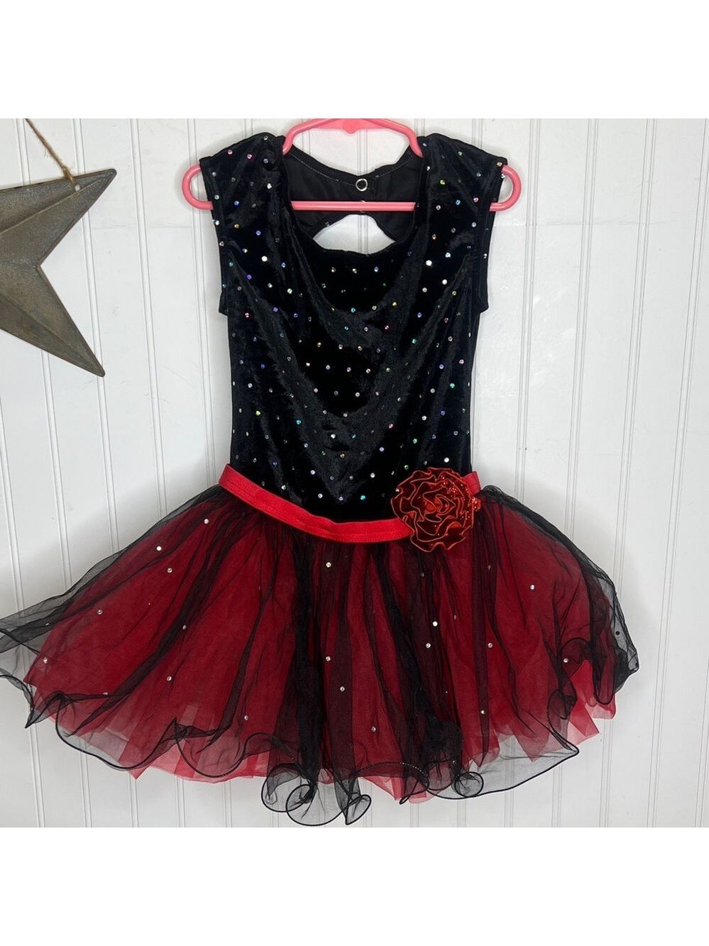Weissman Black and Red Sequin Kids Dance Costume